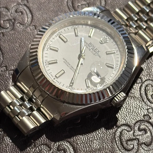 Rolex Silver Oyster Perpetual Watch - Picture 6 of 10